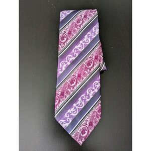 Daniel Ellissa Tie Necktie Jacquard Purple Striped 60"